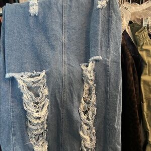 Distress Denim Skirt